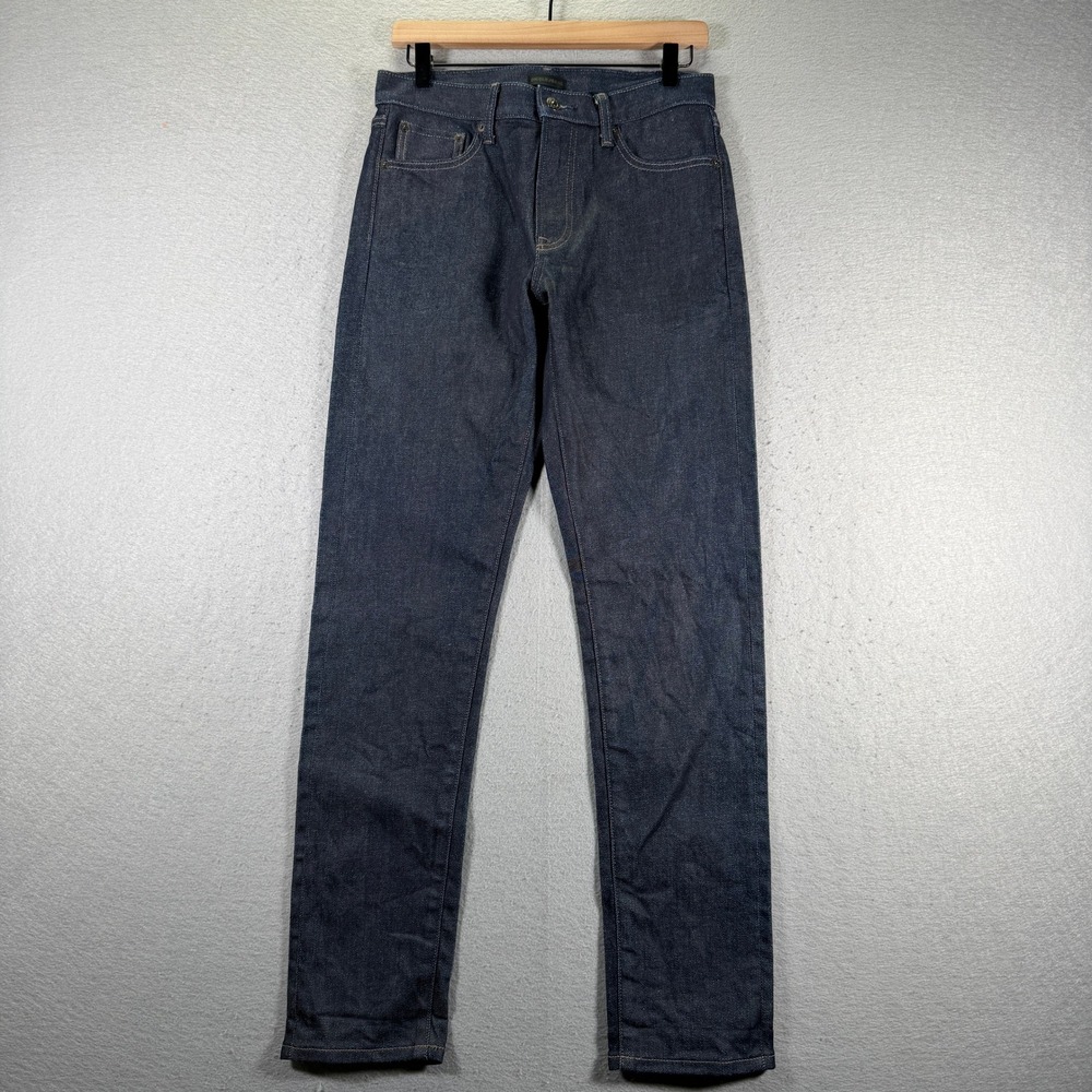 Uniqlo Slim Straight Denim Jeans Men 29x32 Dark Wash Selvedge Kaihara Heavy